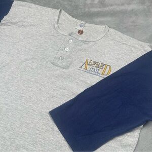 VTG 80's Alfred State College Henley Tee Mens L Raglan Artex Single Stitch NY